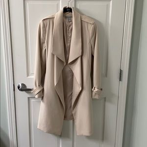 H&M Cream Long Blazer with Cinched Waist Sz 8